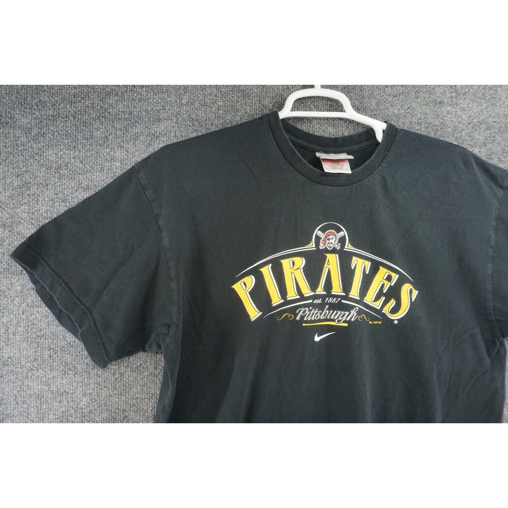 Nike Pittsburgh Pirates T Shirt Mens XL Short Sleeve Center Swoosh Black Gold